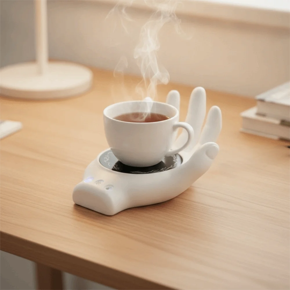 3 Temperature Settings Hand Palm Coffee Mug Warmer With Adjustable Light Fast Heating Electric Heated Coaster Silent
