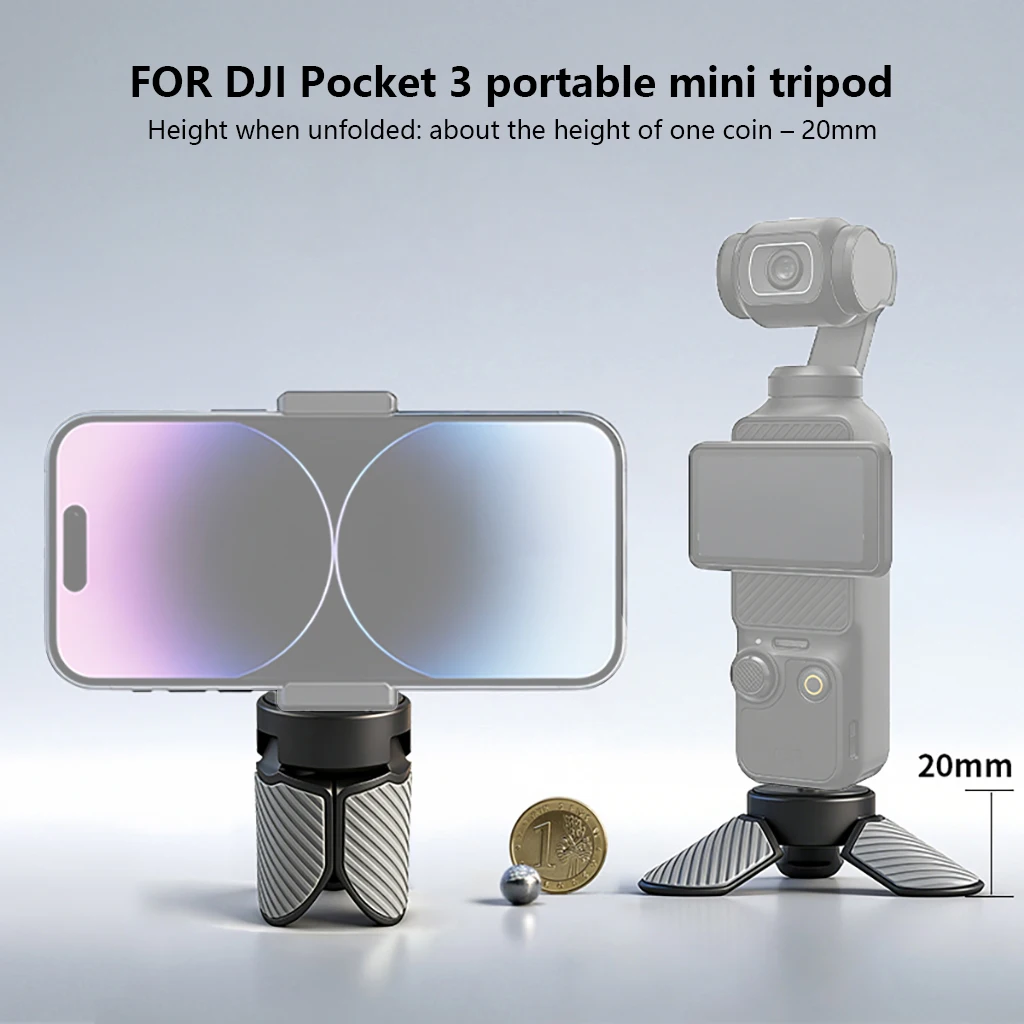 Kunststoff Mini-Stativ mit 1/4'' Schraubhalterung für GoPro Action-Kamera, Video-Handy, Vlog-Handgriff für DJI Pocket 3 4 Gimbal-Halterung – Detail 3