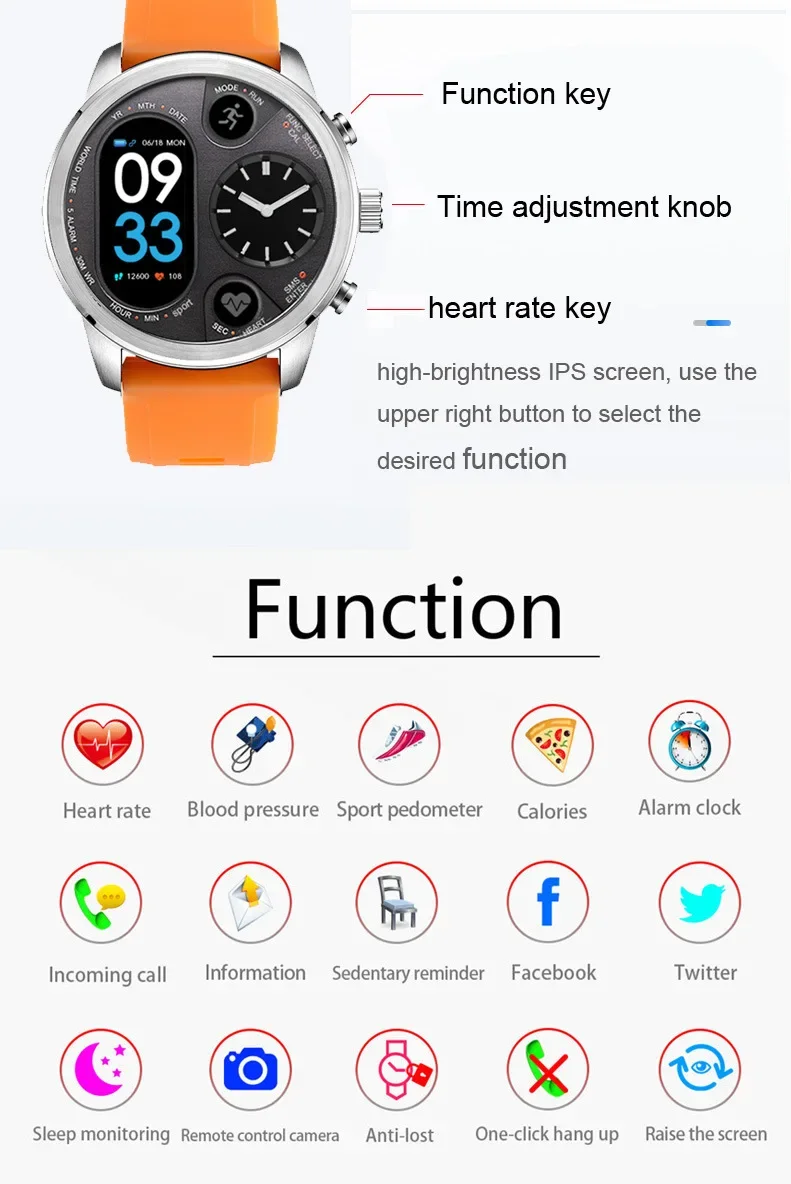 IP68 Pulsera impermeable Smartwatch Fitness Actividad Deporte Reloj inteligente híbrido inoxidable