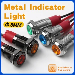 Indicatore luminoso in metallo impermeabile IP65 da 8mm lampada di segnalazione ad alta luminosità nera ossidata interruttore del conduttore rosso verde giallo