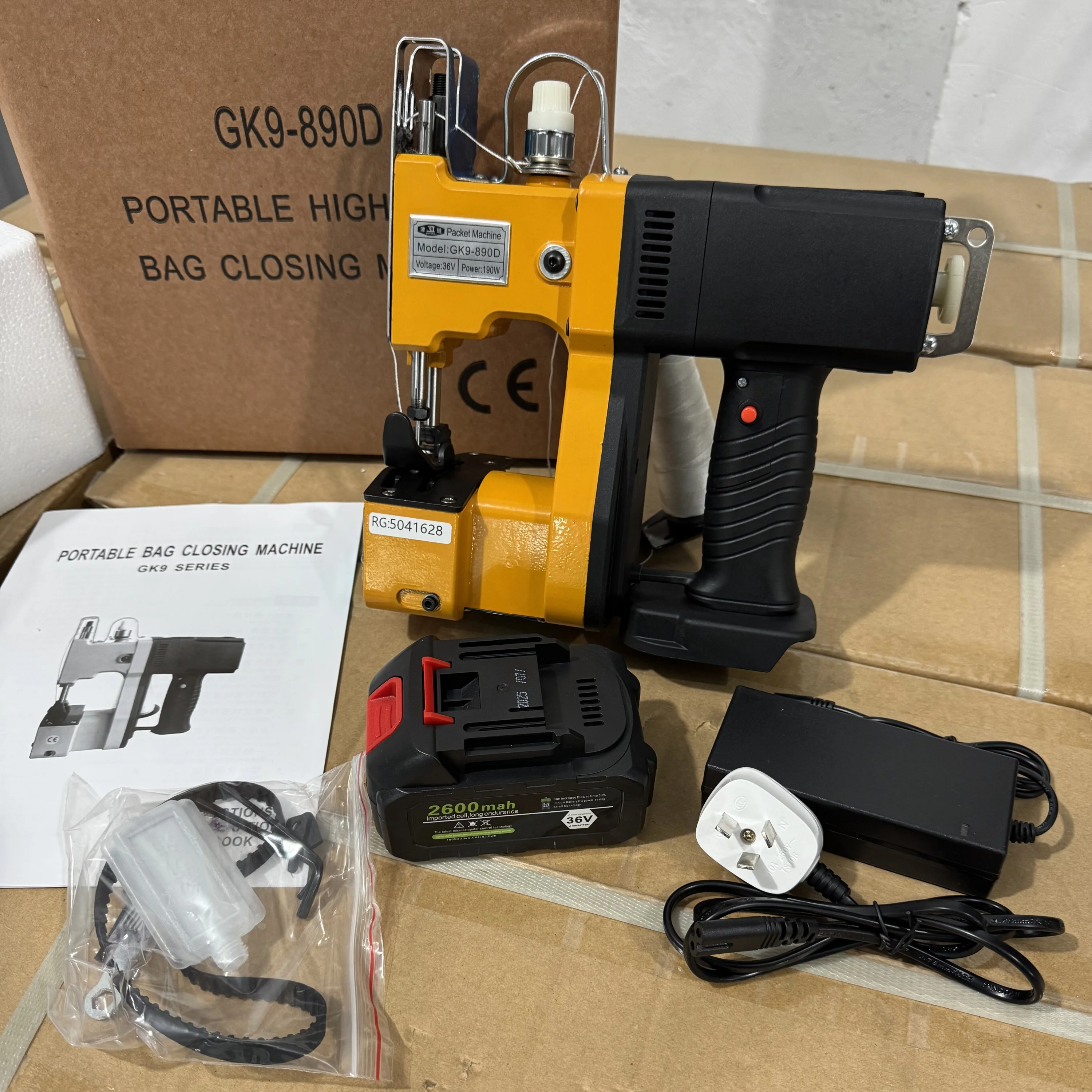 GK9-890D High Speed Handheld Bag Closer Sewing Machine with Big Battery for Long Working Time
