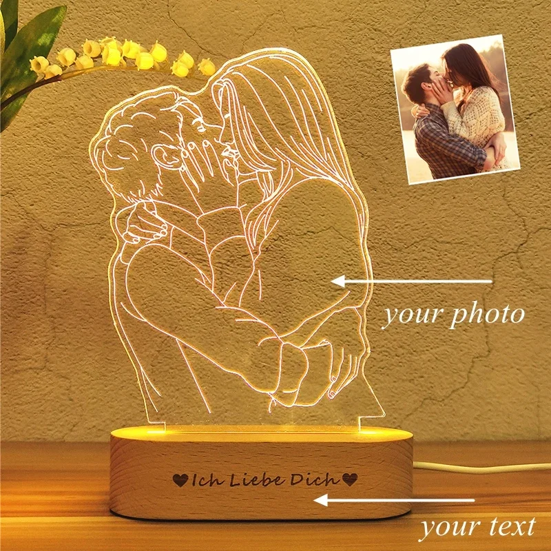 

Valentine's Day Gift Customization 3D Photo Acrylic Board Night Light Customization USB Table Light LED Night Light for Lover