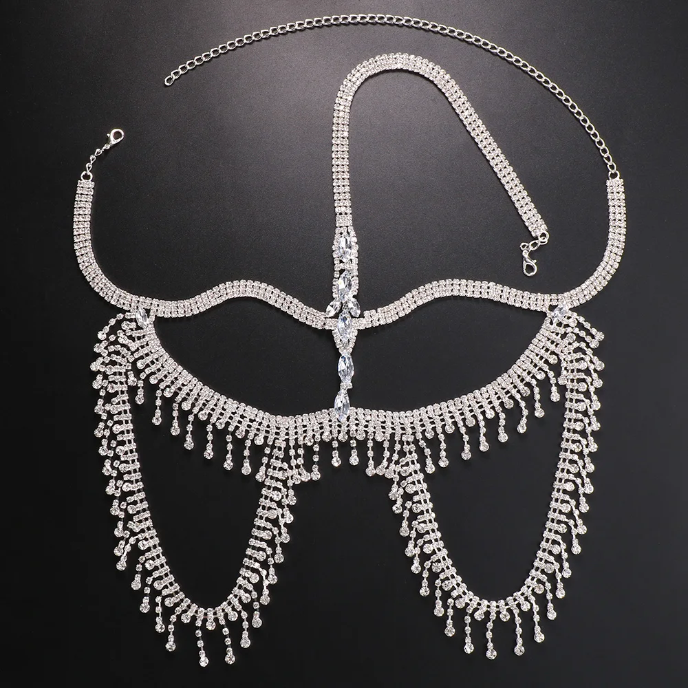 Stonefans Fashion Rhinestone Female Tassel Mask Masquerade for Women Halloween Long Face Chain Veil Wedding Accessories Party