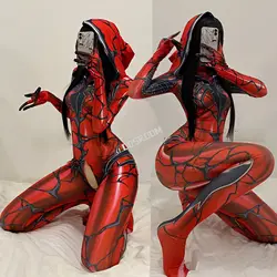 Venom Spiderman Costume Woman Sexy Zentai Suit Jumpsuit Spandex Zentai Open Crotch Bodysuit Superhero Costume Party Costumes