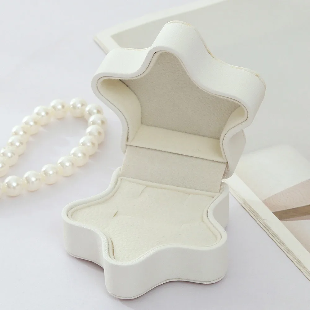 

Star Heart Shaped Jewelry Storage Box Mini PU leather Ring Earrings Organizer Waterproof Cosmetic Holder Double Box