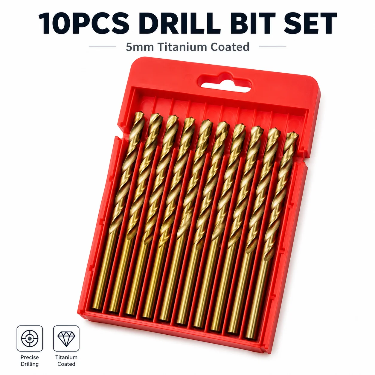 Mess Kit Titanium - 10Pcs 5mm Titanium Coated HSS Twist