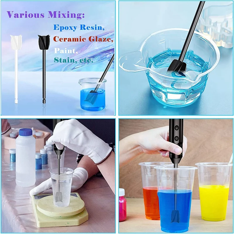 Mixer Resin Epoksi Mixer Genggam Elektrik Baterai Isi Ulang Pengaduk Epoksi untuk Aksesori Resin