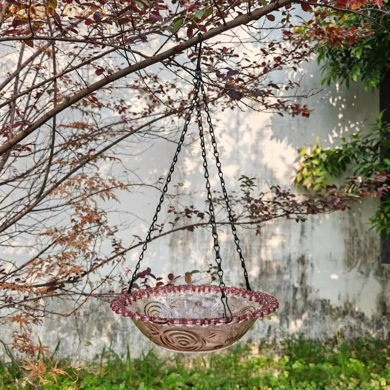Modern Hanging Bird Bath Water Bowl For Patios Deck Backyard Wildlife Watching D0LD