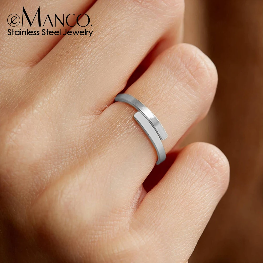 eManco Stainless Steel Jewelry Punk Men's and Women's Accessories Open Minimalist Gold Plated Ring Wholesale