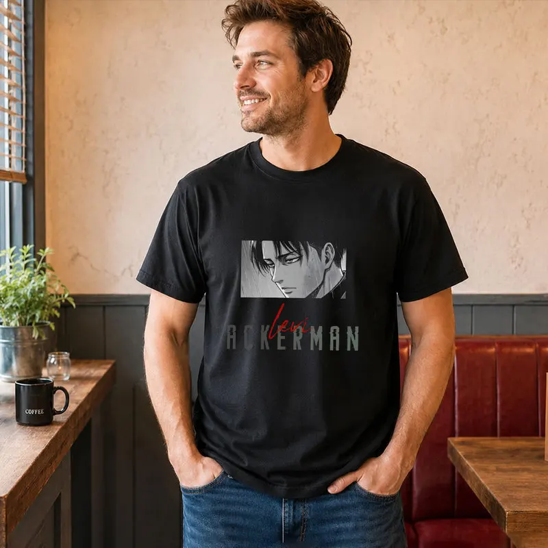 Levi Ackerman Attack on Titan Anime T Shirt, 0809 Manga Casual Streetwear, Unisex Short Sleeve Graphic Tee for Fans