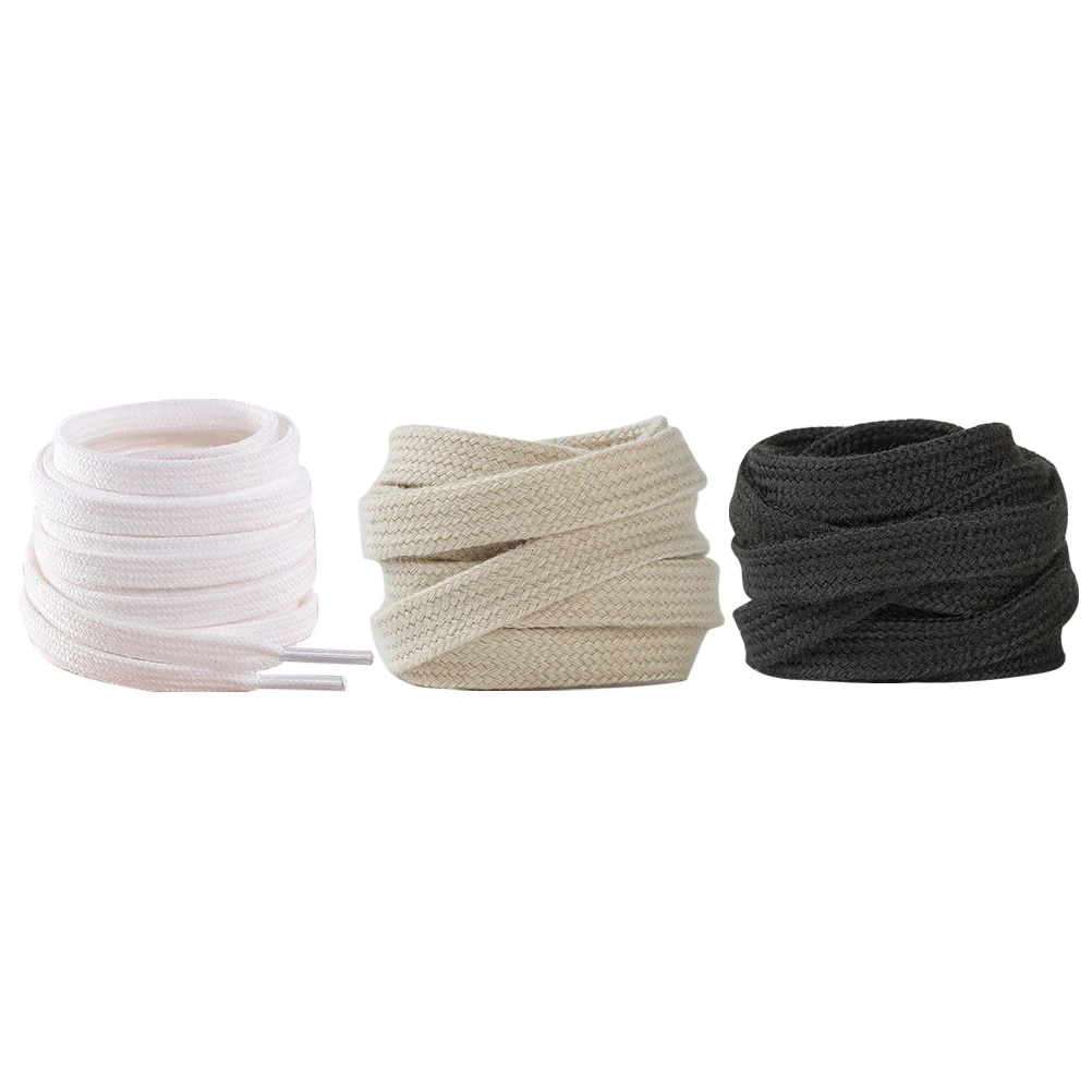 

3pcs 3 Pairs Shoelaces Cotton Flat Laces Replacement Ties Pure Color Durable Soft Material Casual Athletic Shoes Accessories