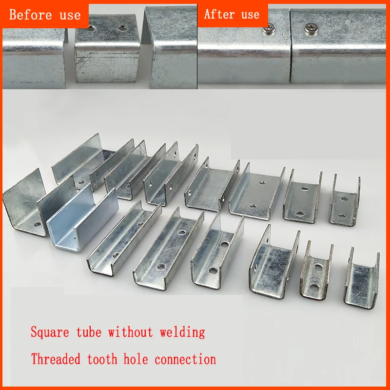 4PCS U-Shaped Groove Corner Code Aluminum Alloy Galvanized Square Tube Connector Accessories Welding Free Fixing Buckle