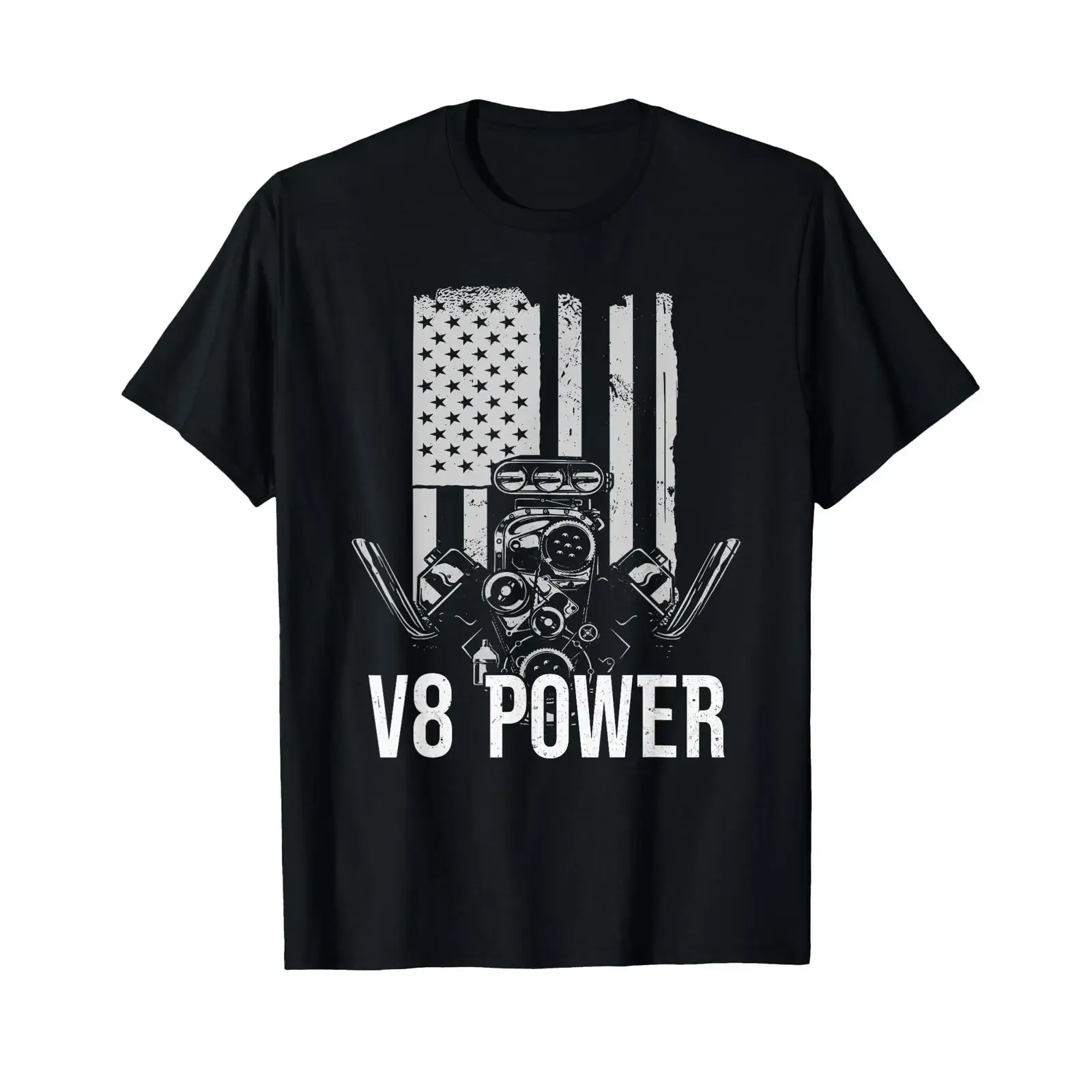 V8 Power American Muscle Cars Engines Engine Capacity T Shirt black vintage Washed Comfortable Top For Everyday Wear Versatile