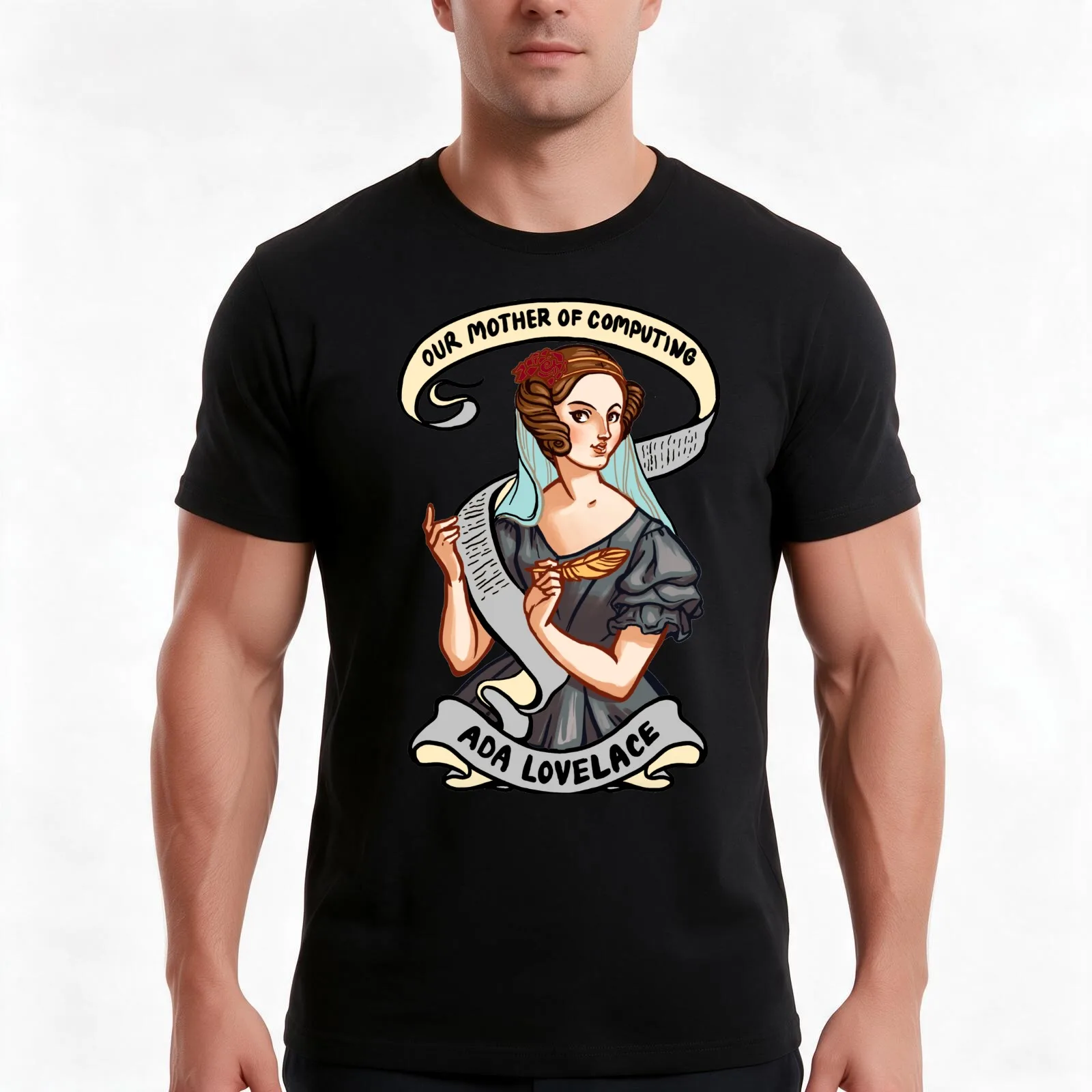 Ada Lovelace T-Shirt, Summer Casual Cotton Tee, Oversized Streetwear Tops, Vintage Graphic Print, Loose Fit Short Sleeve