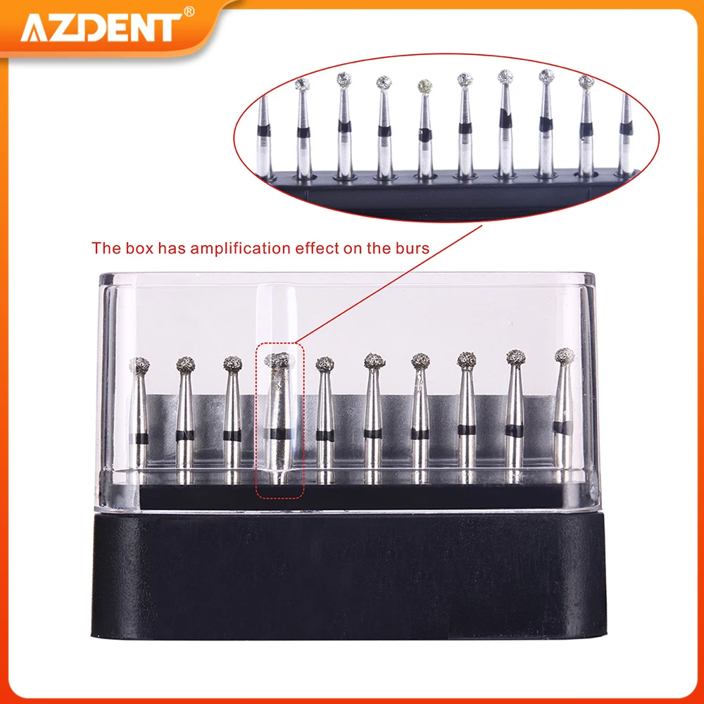 10pcs/Box Dental Diamond Burs Drills AZDENT FG 22 Sizes for High Speed Handpieces Super Coarse Abrade Crown Cavity Preparation