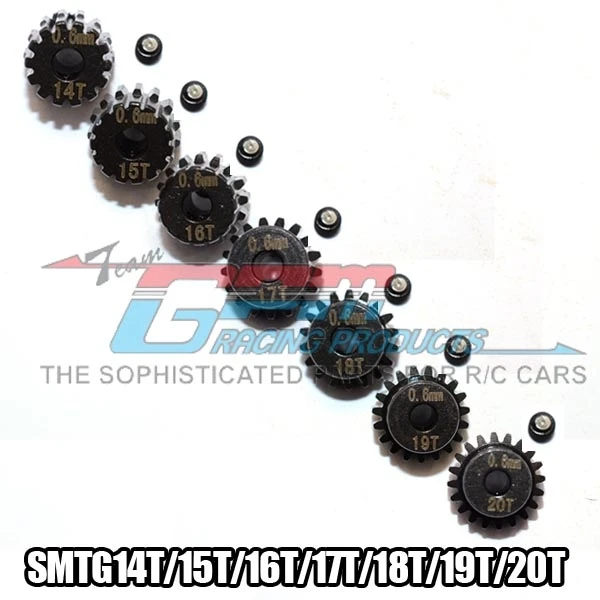 GPM Heat-Treated 45# Steel Pinion Gear 0.6 Mod 3.175mm 14T-20T Motor Upgrade Parts for 1/10 Off-Road Drift Truck