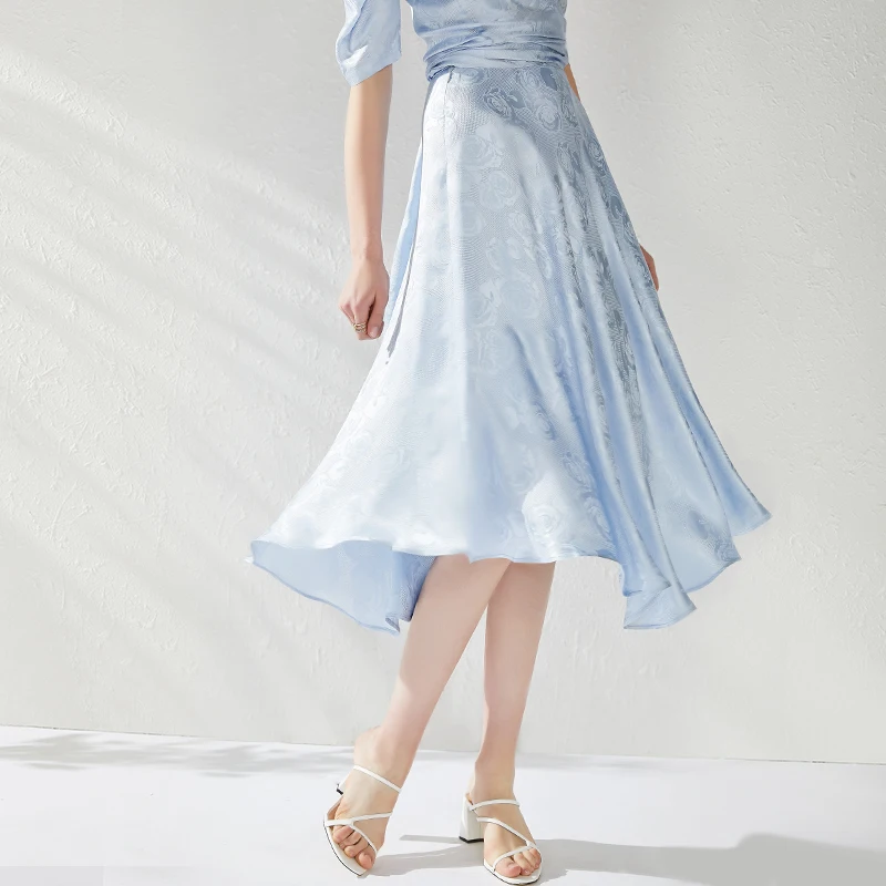 

Шелковая юбка-миди А-силуэта Ele: модный дизайн, простота и элегантность для повседневной носки, средняя посадка на талии