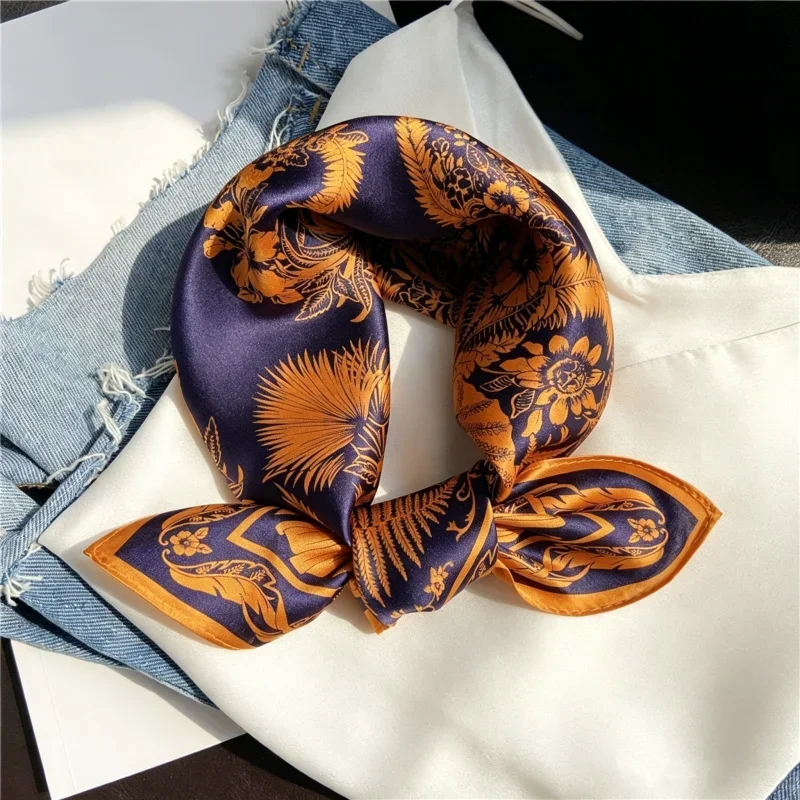 

Vintage Botany Floral Silk Feel Square Scarf Ladies Soft Neckerchief Headband Bag Handle Decor Female Travel Gift Accessory