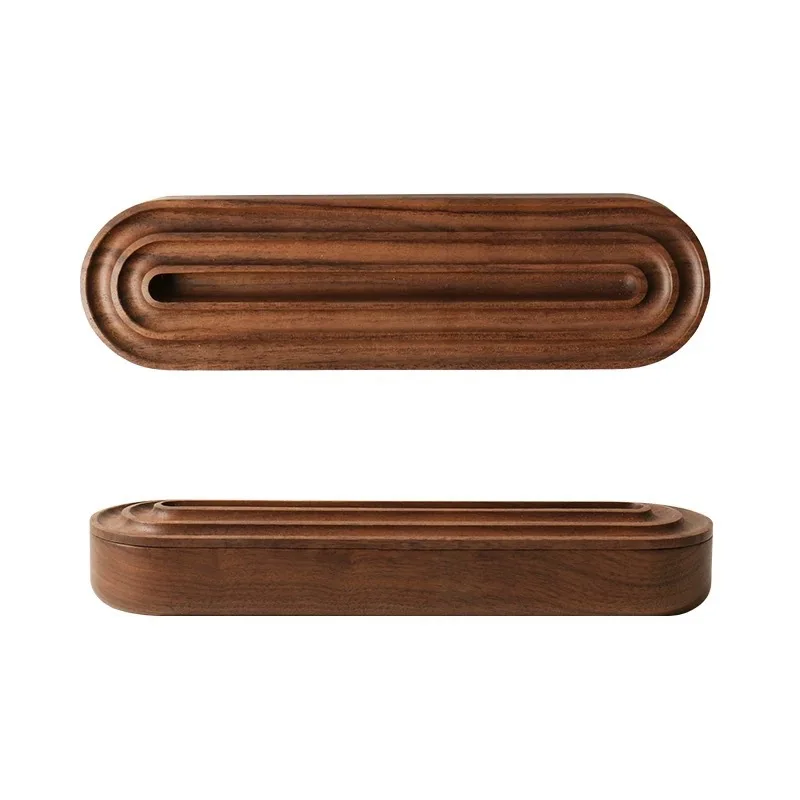 Walnut circular storage box, pencil case, mobile phone iPad holder, rectangular storage, stationery, pen, study, desk box.