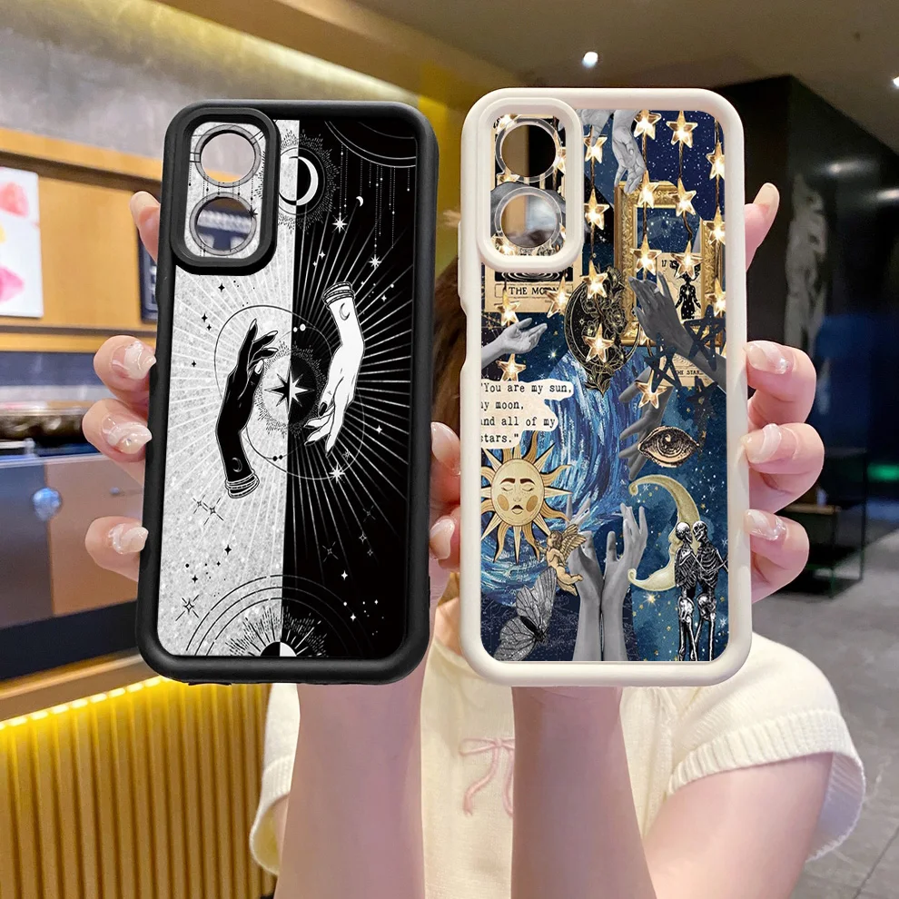 for OPPO A60 A18 A38 A17 A16 A57 A77 4G A59 A98 A78 A58 5G Star Hands Planet Case Anti Drop Cover