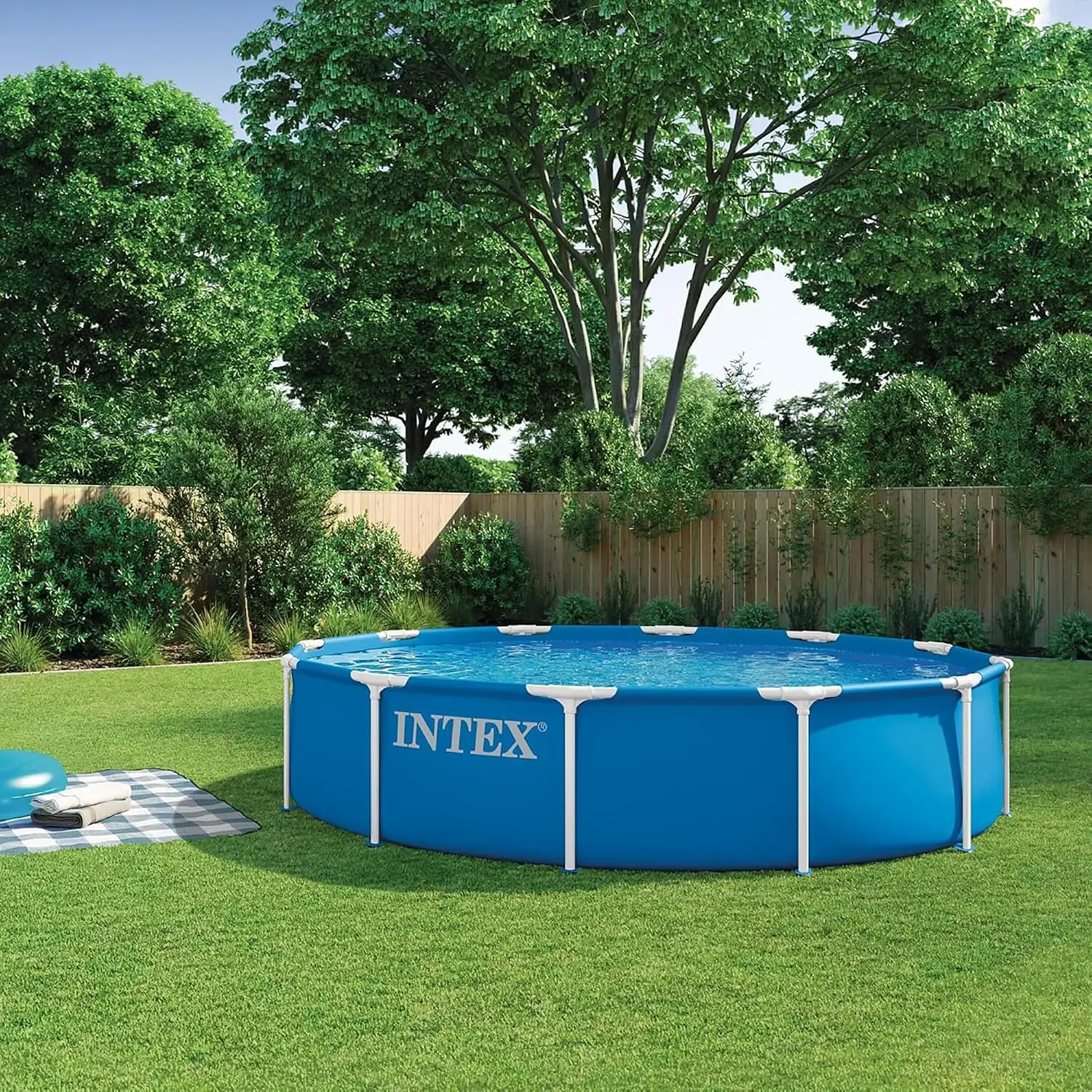 12 ft x 30 in Above Ground Pool, Round Swimming Pool with Steel Frame, Pump Not Included, Custom