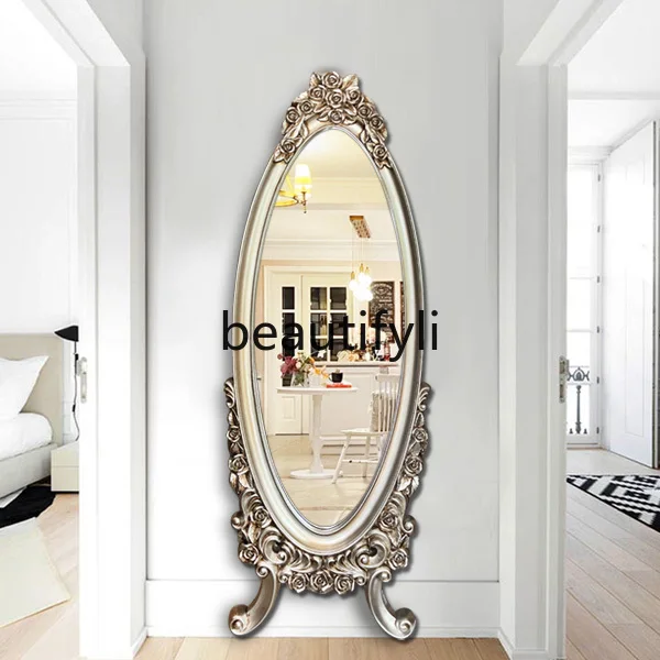 

European French retro full-length mirror full-body wall-mounted fitting mirror home clothing store large mirror wall-mounted