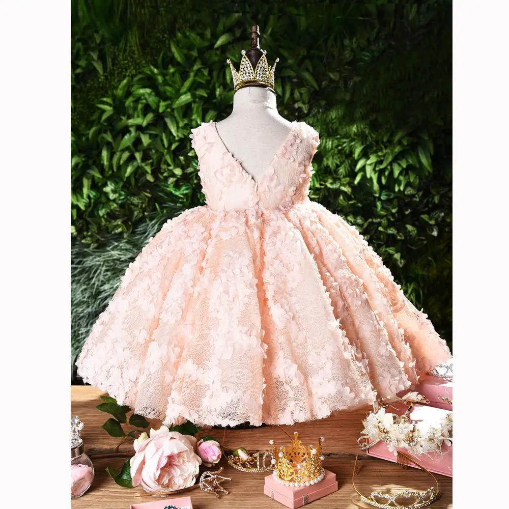 New Baby Girls Dress 1st Birthday Wedding Party Princess Dress 3D Flower Lace  Kids Dresses For Girls Teenage Dresses Ball Gown