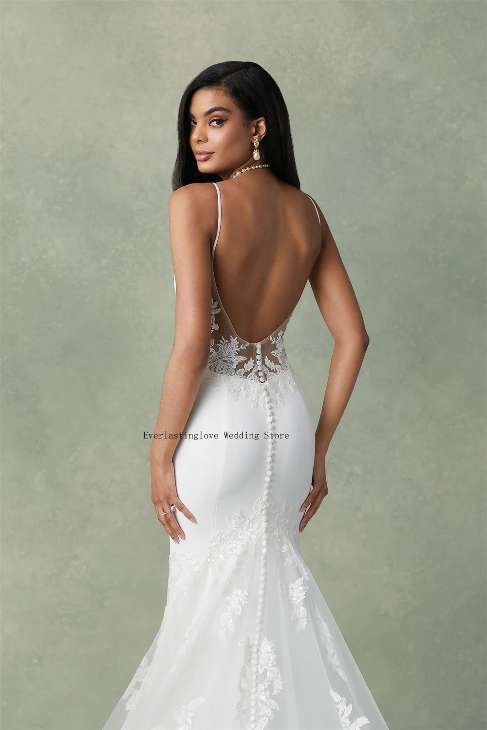 Sexy Spaghetti Straps Sweeheart Lace Applique Mermaid Wedding Dresses Backless Sweep Train 2025 Rode De Morrie