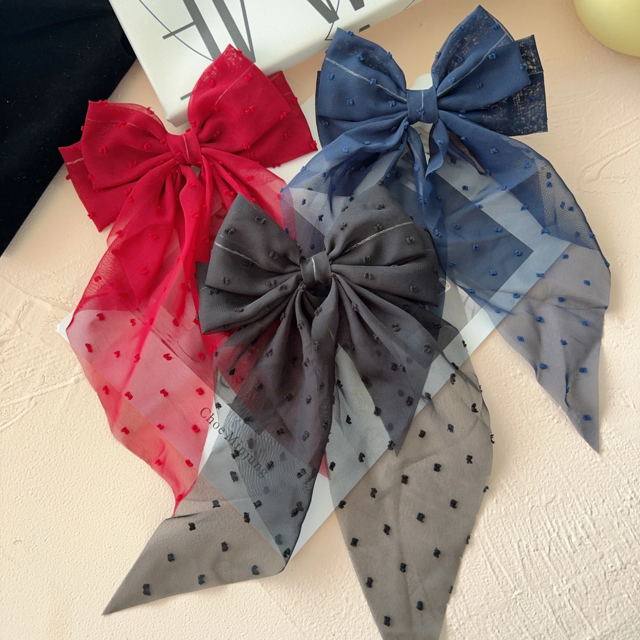 8Colors Elegant Bow Ribbon Hair Clip Women Fashion Simple Solid Satin Spring Clip Ponytail Bow Hairpin Girls Hair Accessories