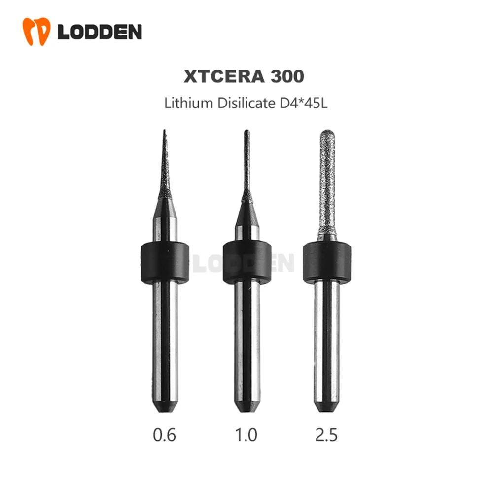 XTCERA-Milling Burs Grinding Metal, Ferramenta de moagem dental, dissilicato de lítio, 0,6 1,0 2,5 D4 Shank, 1,5 2,0 3,0 milímetros