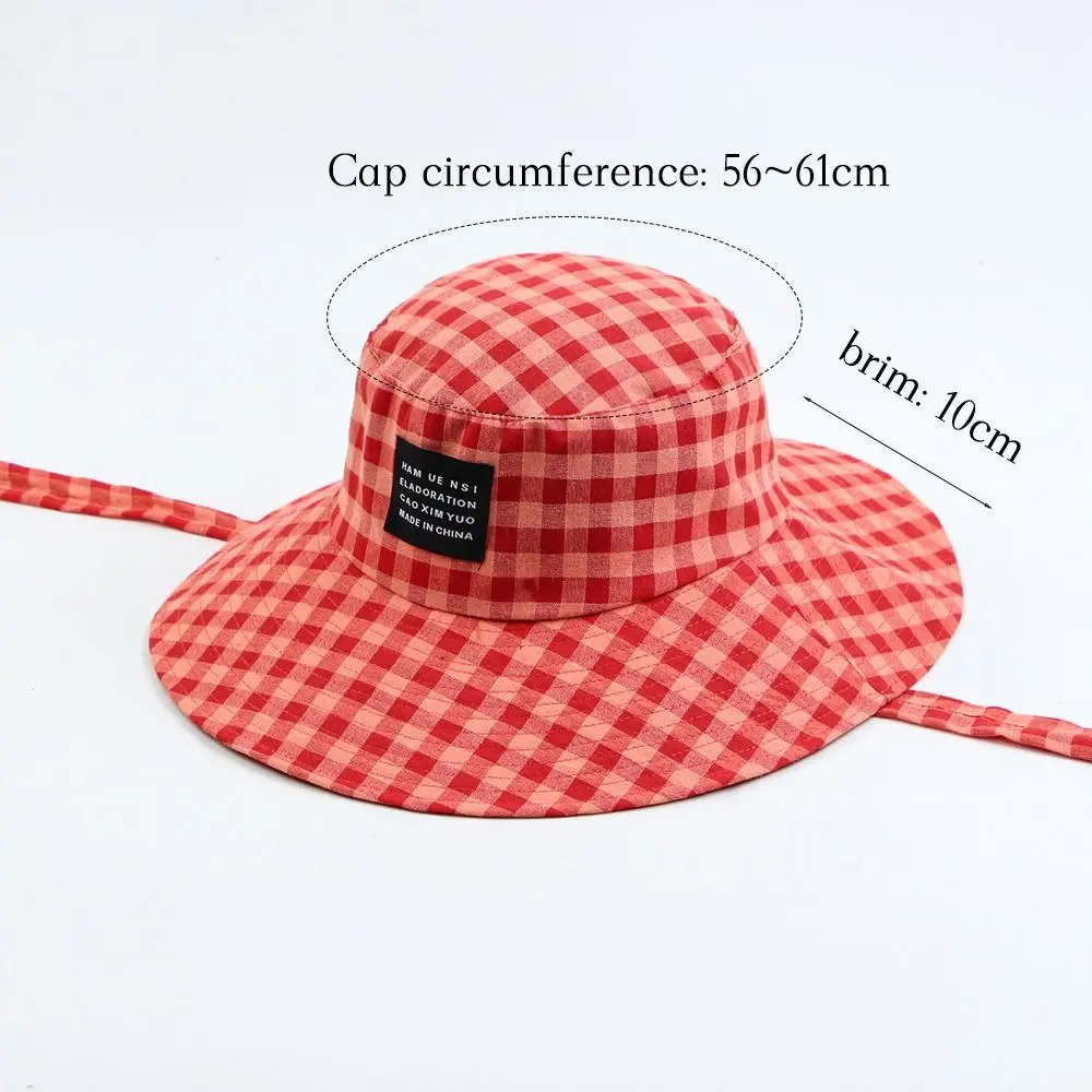 Sommer-Fischerhut Atmungsaktiver Sonnenschutz Retro Karierter Damen-Reisehut Modischer Breiter Rand Wander- und Campinghut mit Visier – Detail 7