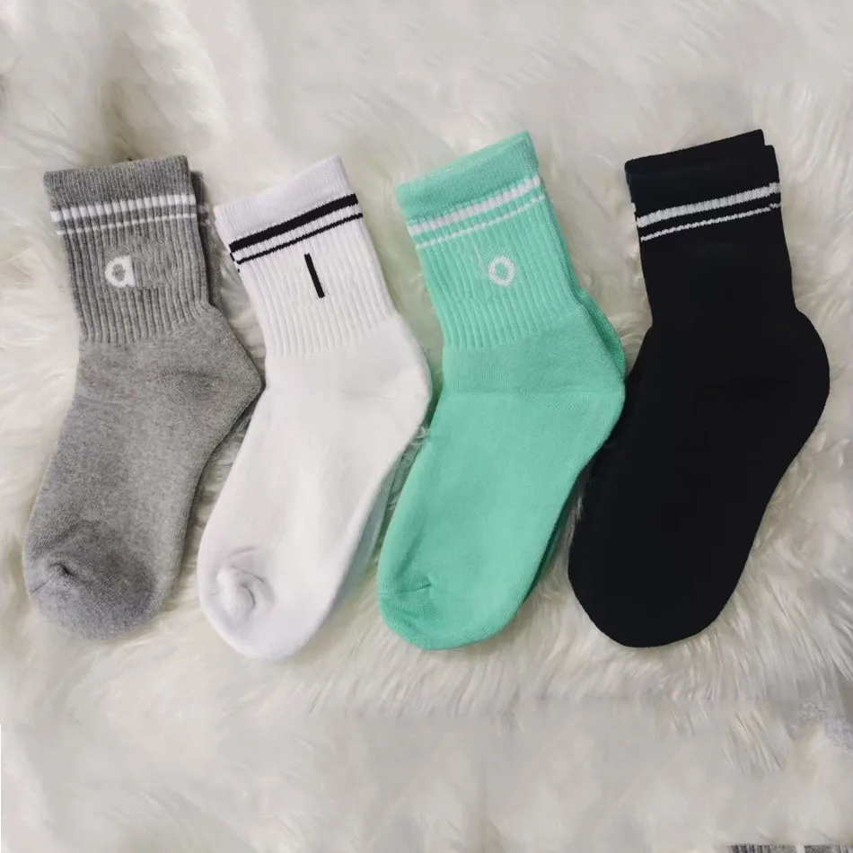 1/20 pairs  AL Unisex Cotton Yoga Socks Mid Tube Breathable Sweat Absorbing Sports Socks Solid Color Socks