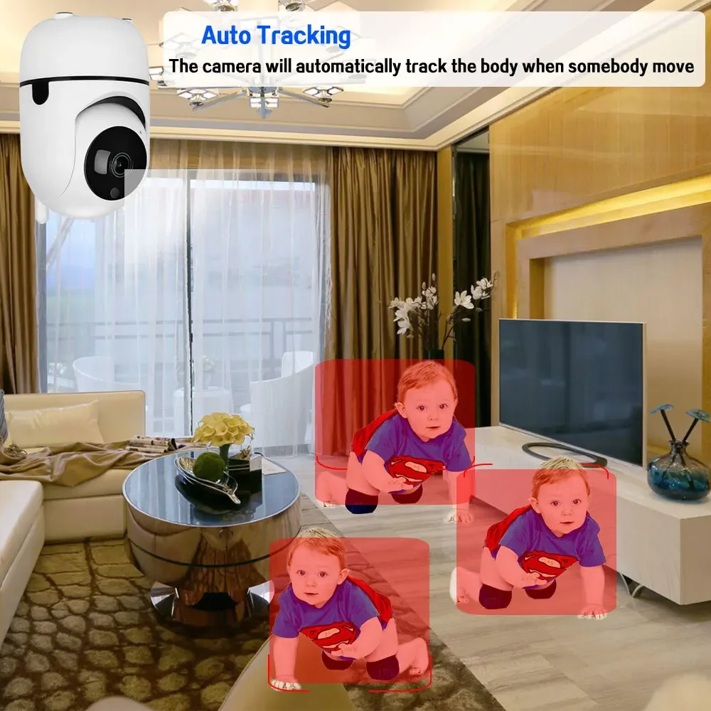 5MP Smart Life Wifi PTZ Camera Indoor Auto Tracking Tuya Wireless Security Baby Monitor Cam with 2 Way Audio Video Surveillance