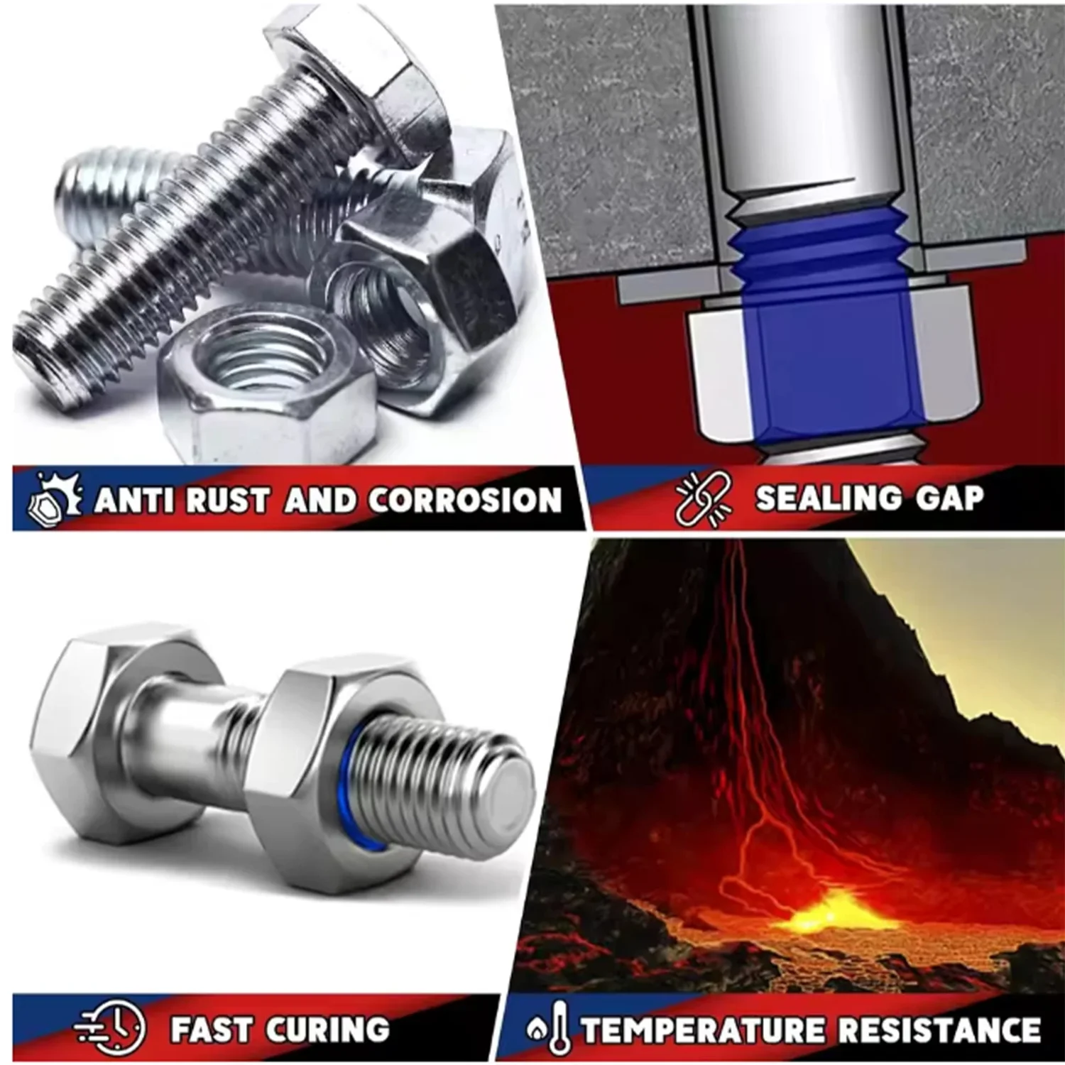 LOOLIFL Blue Thread Locker 243 Nuts-Bolts Locker, Screw Adhesive Lock Tight Seal Fasteners Anaerobic Curing Metal Glue,Rustproof - view 3