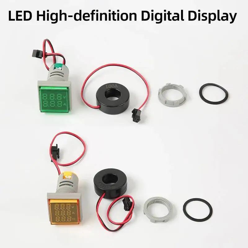 Digitaal display LED Mini Power Indicator Light Signaallamp Vierkant/rond Ampèremeter Voltmeter Thermometer Hertz Meter