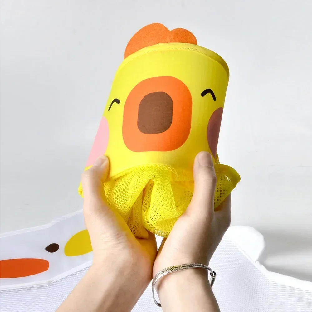 Bolsa de juego de secado rápido de malla de pato bonito de dibujos animados para niños, organizador de baño, bolsa de ducha con ventosa