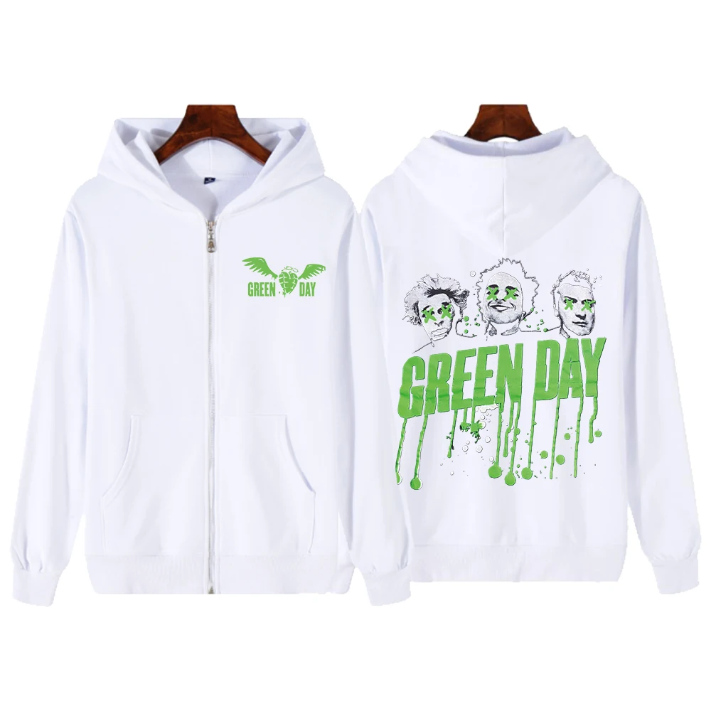 Hot Green Day Saviors Band  2024 Tour Zipper Hoodie Harajuku Hip Hop Pullover Tops Sweatshirt Streetwear