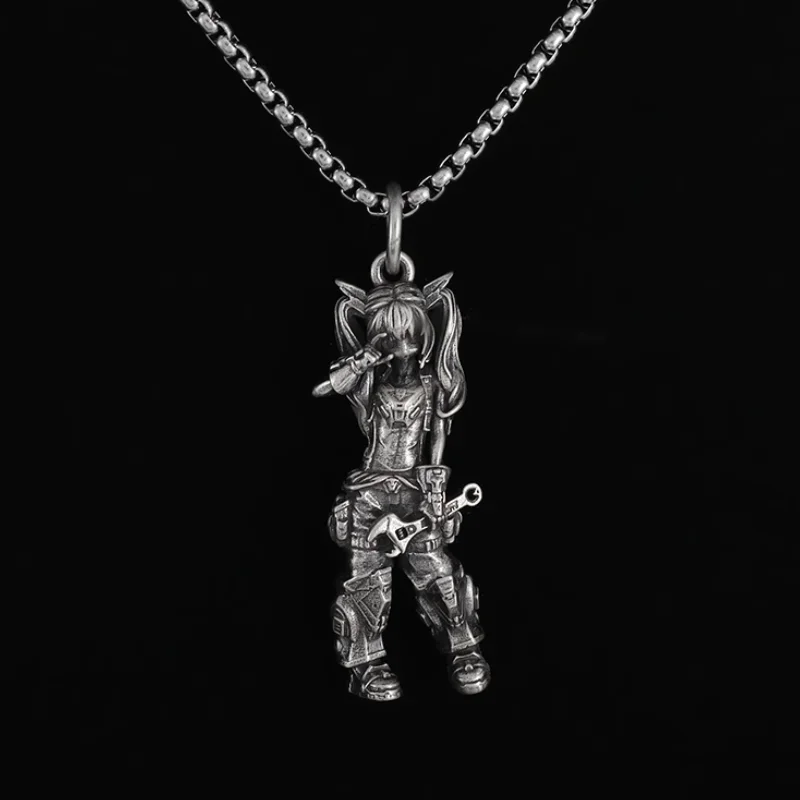 Fashion Cute Mech Girl Necklace Punk Repair Biker Goddess Necklace Men Women Biker Hip Hop Rock Trend Jewelry