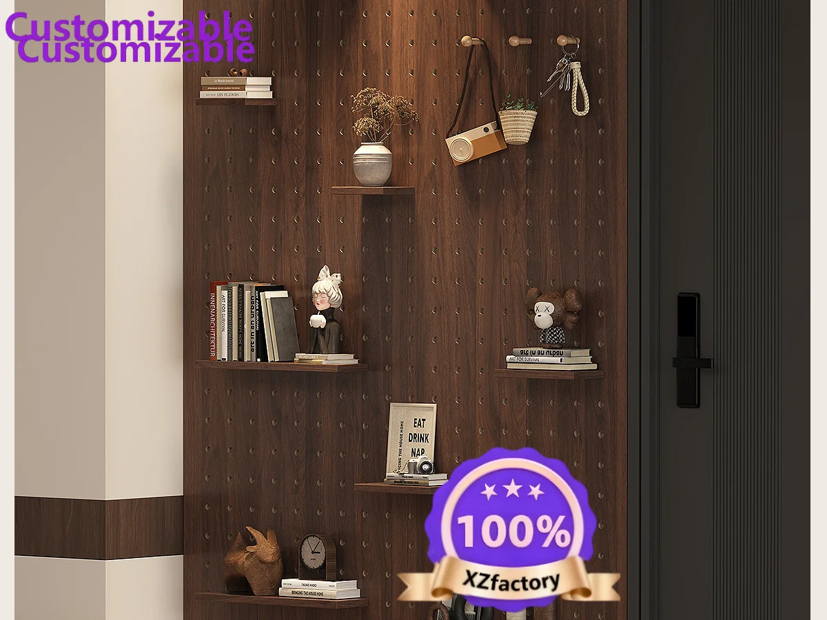 Factory Direct 2026 Top Accessori da parete a forma di noce nera per ingresso con ripiano divisorio in legno massello QZT