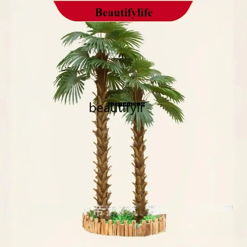 Simulated coconut tree fake coconut, outdoor fiberglass large king coconut greening big tree outdoor date palm, scenic treN