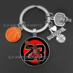 I Love Basketball Keychain House No.23 Jersey Keychains Purse Bag Sports Star Key Holder for Man