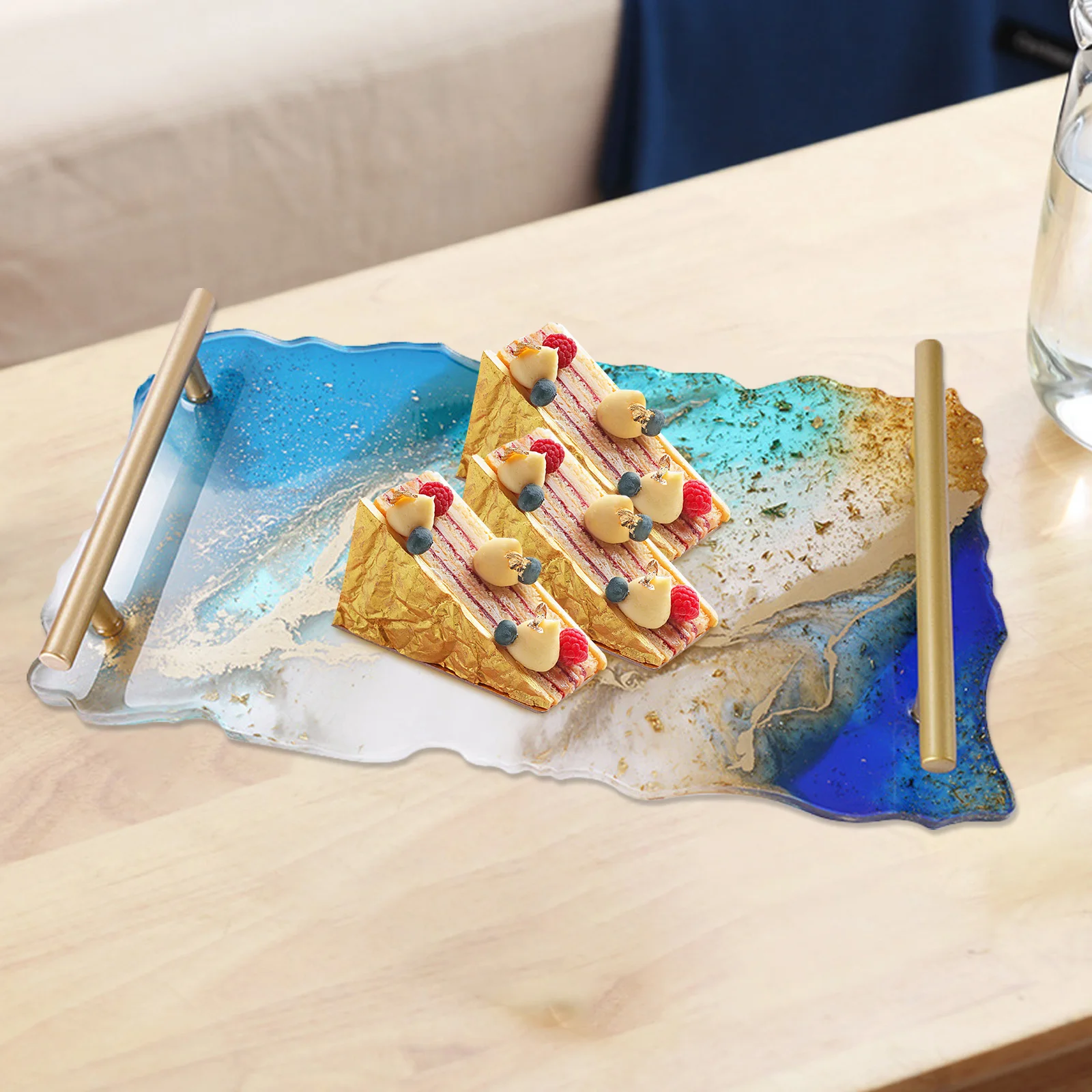 

1Set Silicone Tray Mold for Epoxy Resin DIY Fruit Plate Craft Making Vivid Geode Agate Serving Tray Smooth Reusable Flexible