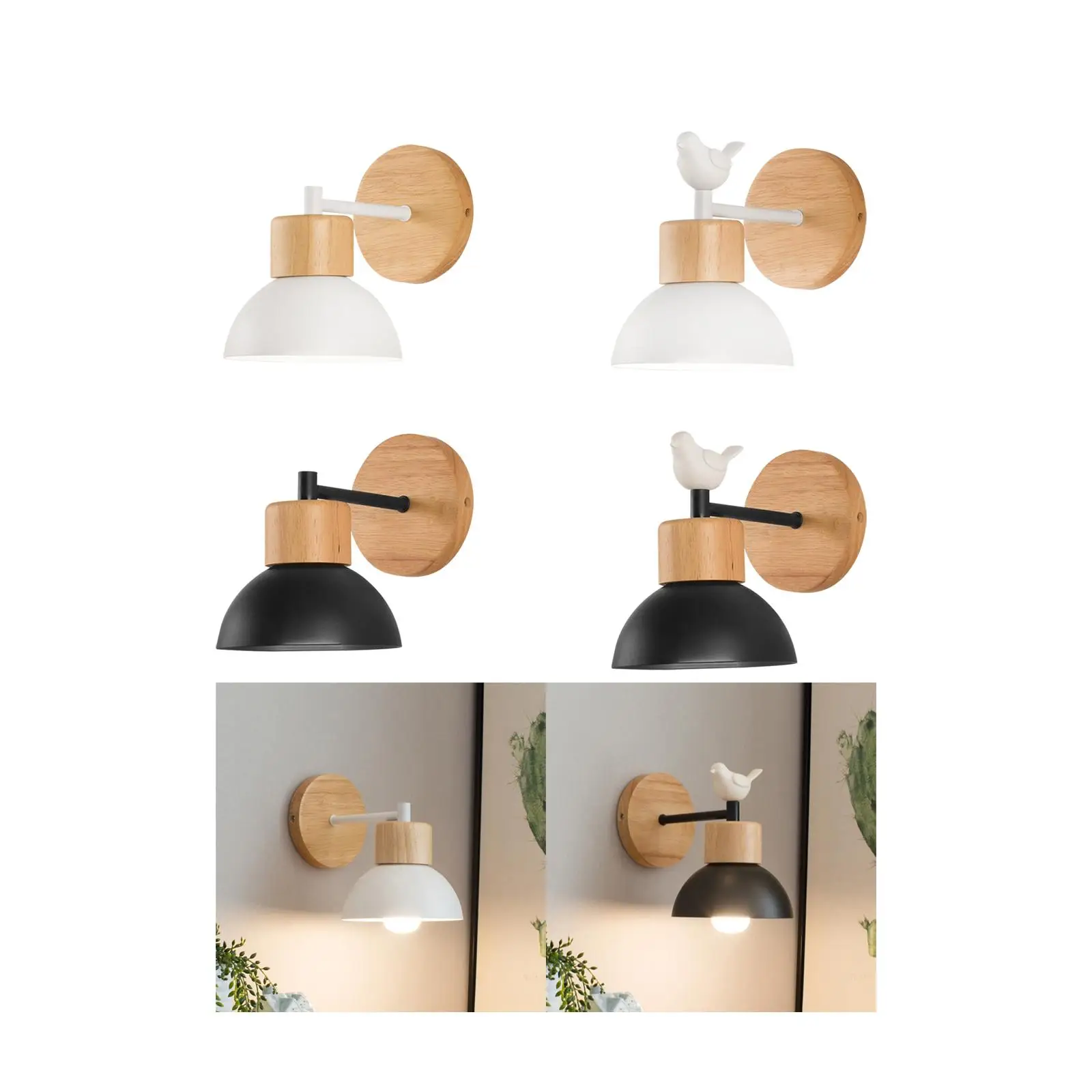Nordic Wall Light Indoor Dining Room Bedroom Corridor Barn Loft Metal Wooden Sconces Wall Lighting Bulbs Not Included E27 Socket