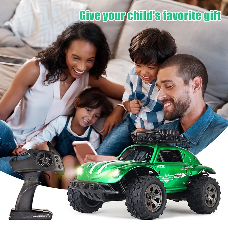 Nieuwe 1:18 Kever Stijl 2.4g Rc Auto Hoge Snelheid Off-Road Buggy Led Verlichting Echte Elektrische Mini Rc Crawler Speelgoed Voor Kinderen Gift