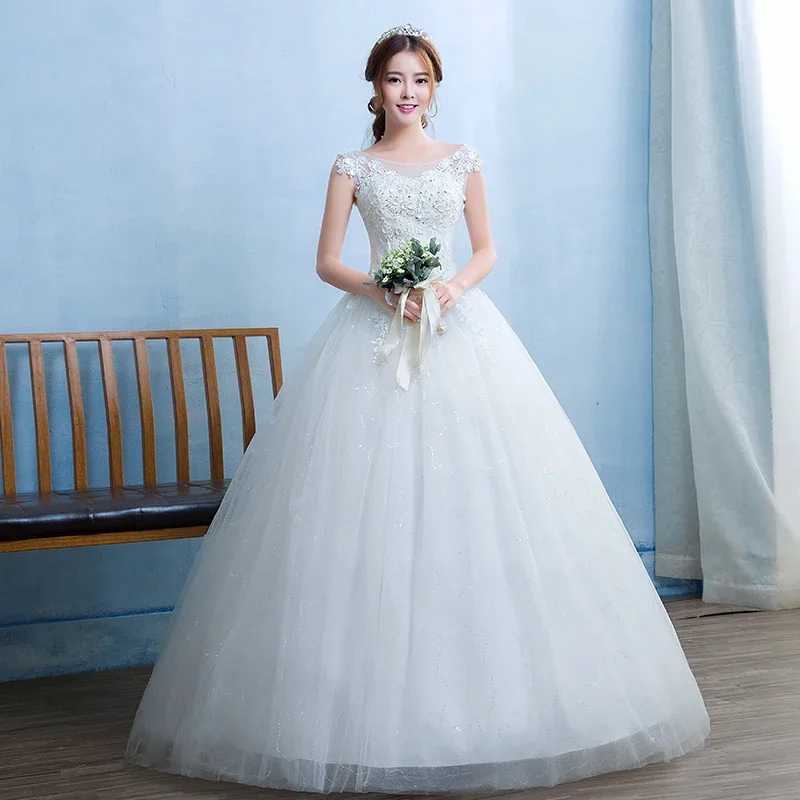 Customized Wedding Dress Bride's Shoulder Simple Large Size Lace Up Wedding Dresses Ball Gown Dresses