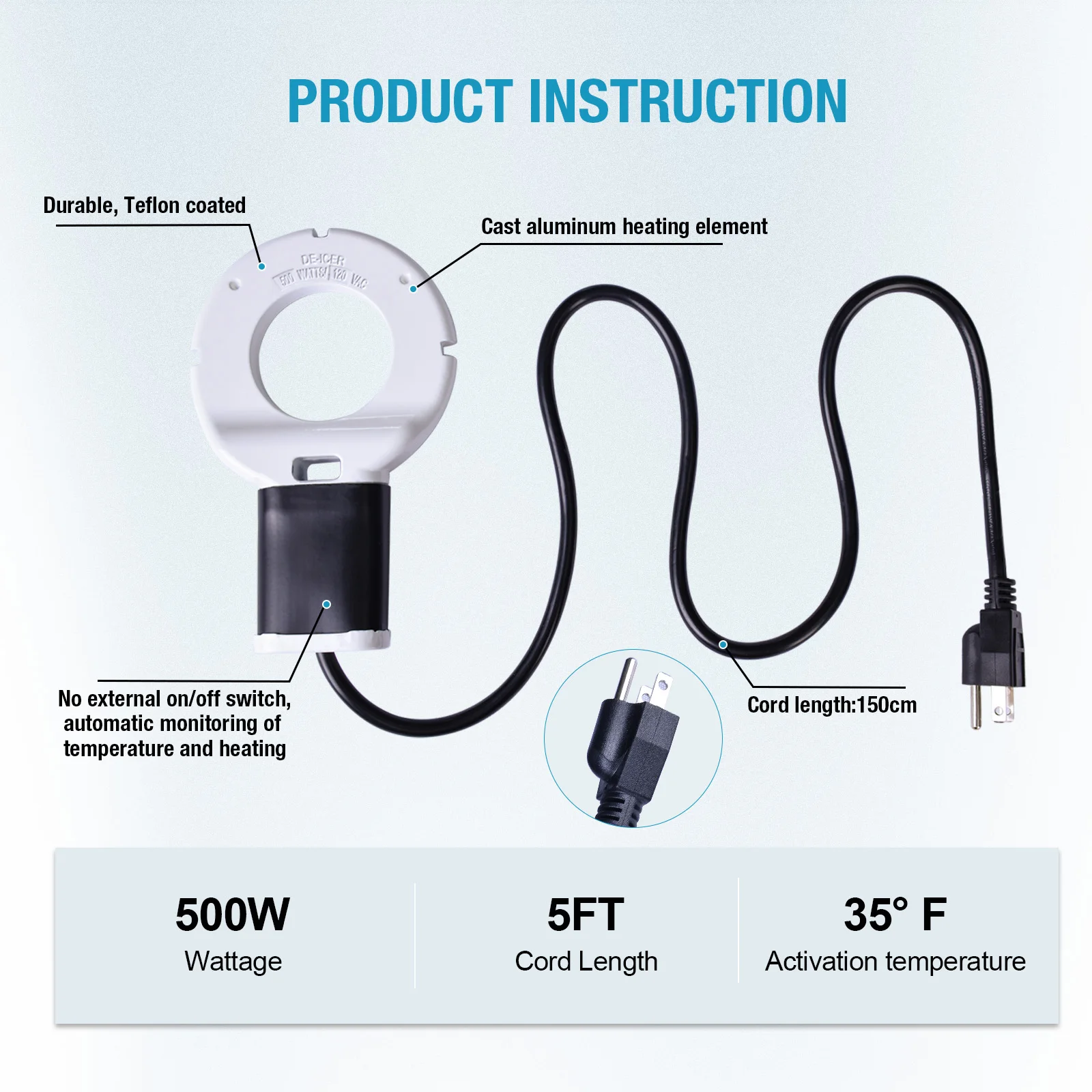 

Tank Heater Birds Cows Chicken Water Heater Submersible Water Heater Aluminum Thermostatic Control Water Trough Tank Heater