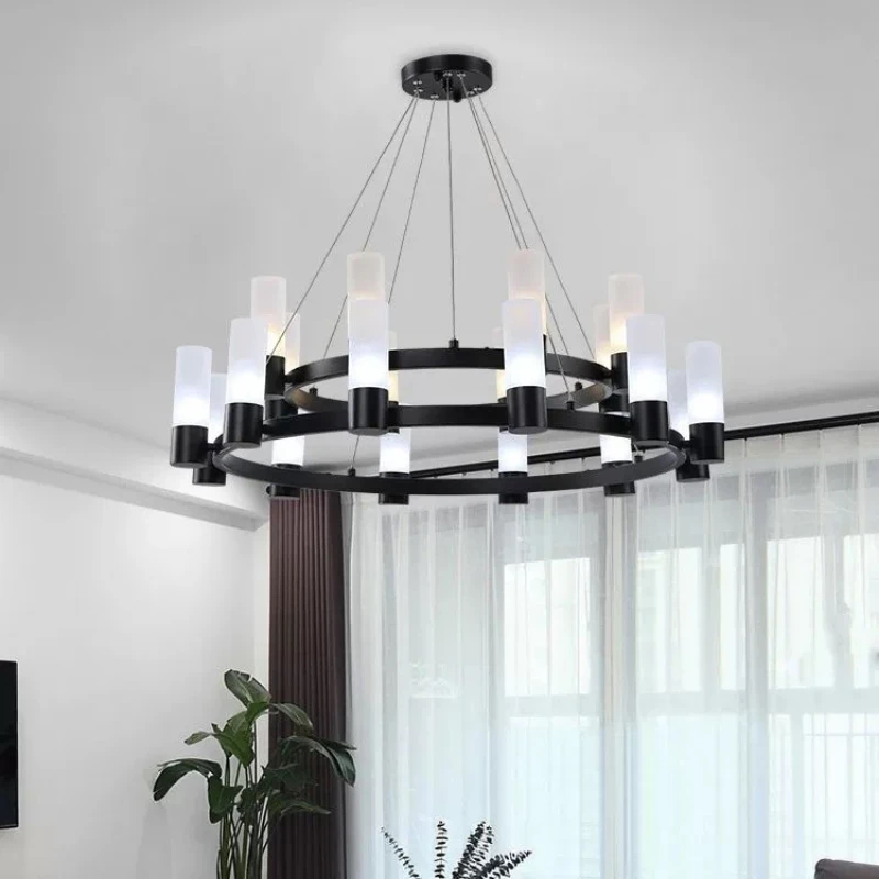 

American Matte Black Metal G9 Led Chandelier lustre lighting luminaire Living Room Led hanging lamp Adjustable Pendant lamp