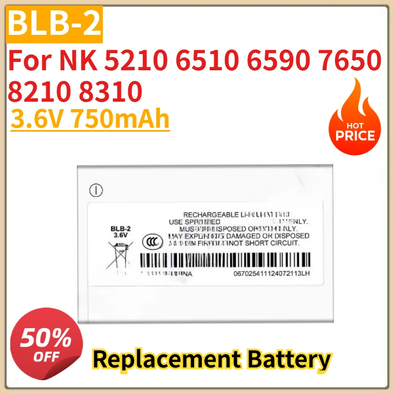

High Quality New BLB-2 Mobile Phone Battery 3.6V 750mAh For NK 5210 6510 6590 7650 8210 8310 Replacement Battery