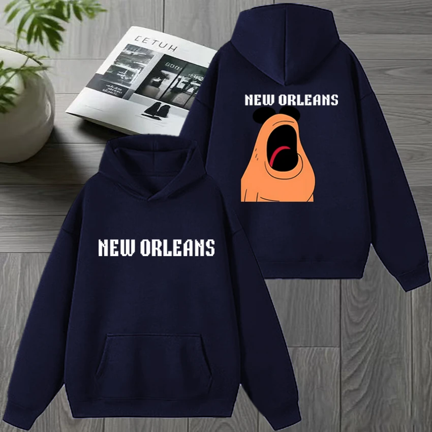 Funny New Orleans Marcus The Worm Art Meme Cartoon Character Graphic Hoodie Unisex harajuku Fleece Sweatshirt Men women pullover