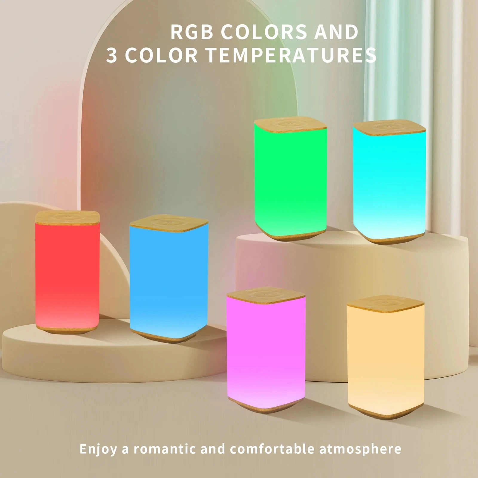 Rechargeable Touch Table Lamp RGB Dimmable Night Light with Remote Control Timed Bedside Lamp For Bedroom Living Room Lighting